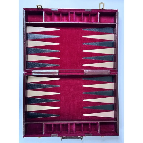 Vintage Pierre Cardin Backgammon Set Velour Attaché Case 1970s w/ Cups Manual - Picture 11 of 13